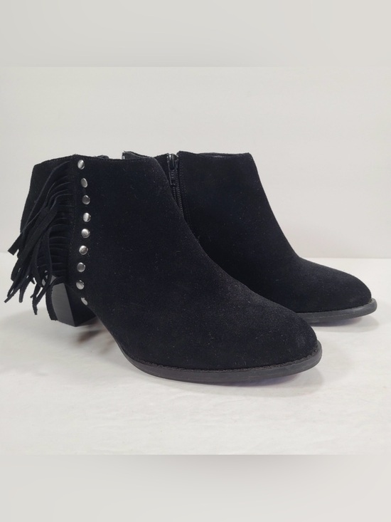 Vionic Shoes - Vionic Faros Black Suede Fringed Boho Coastal Cowgirl Ankle Booties Women 6.5